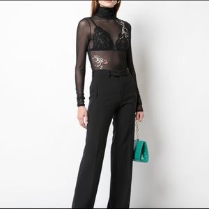 NEW Cinq à Sept Whimsical Mesh Paisley Turtleneck